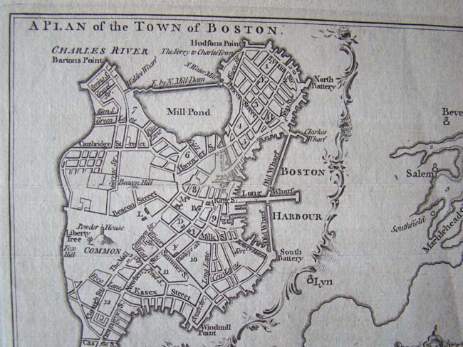 An engraved print entitled "A Plan of the TOWN of BOSTON" published for the London Magazine in April 1774. — image 2